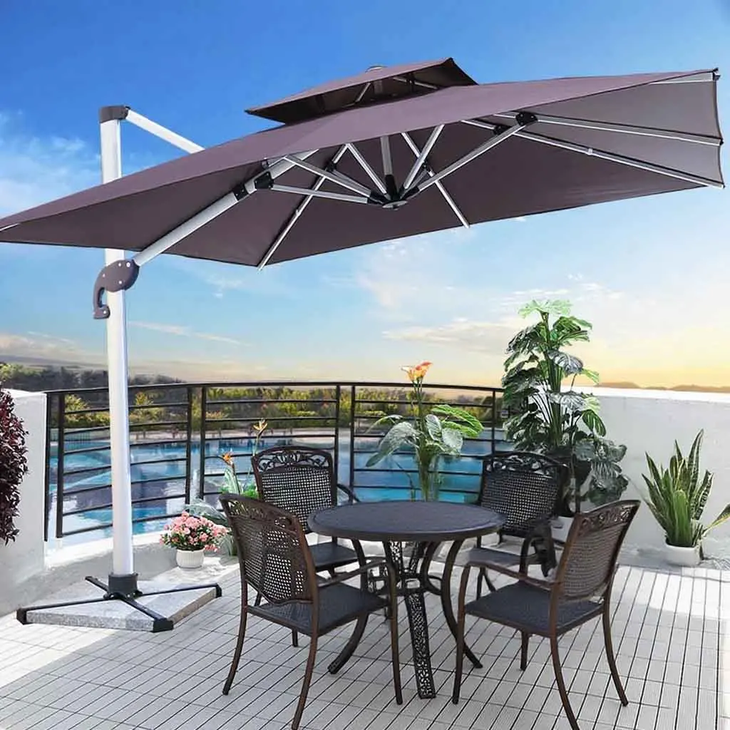 hy-3-meter Aluminum Outdoor Sunshade Umbrella Square Coffee Shop Hotel Tavern Park Hospital UV-resistant Wind-resistant Water