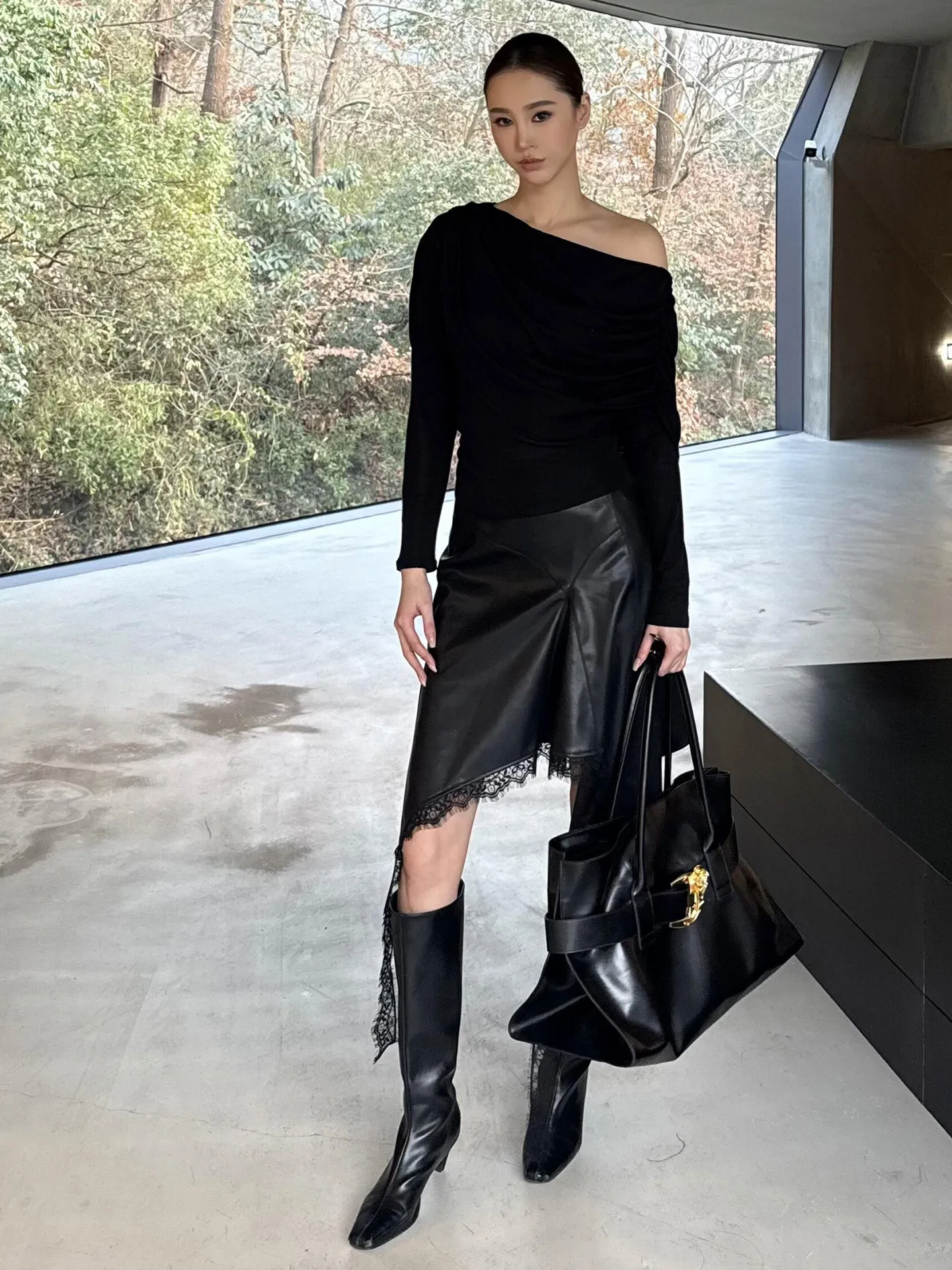 

Женский весенний комплект Ele Busin: юбка миди с высокой талией и модный кардиган с длинными рукавами для офиса