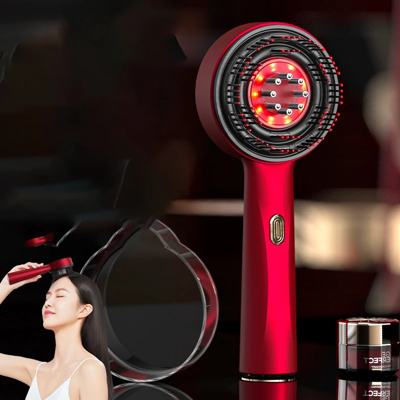 مشط تدليك فروة الرأس الكهربائي من LL لنمو الشعر ومضاد لتساقط الشعر، علاج احترافي باللون الأحمر، فرشاة شعر سحرية، أداة توزيع الزيت #3