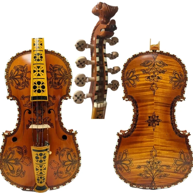 

Hand made rare Norwegian fiddle 4*4 strings violin 4/4 ,hardanger fiddle