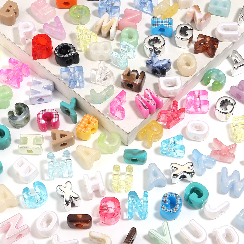 10-40pcs Random Mixed Letters Acrylic Beads Loose Spacer Alphabet Bead For Jewelry Making Bracelets Phone Chain DIY Accessories