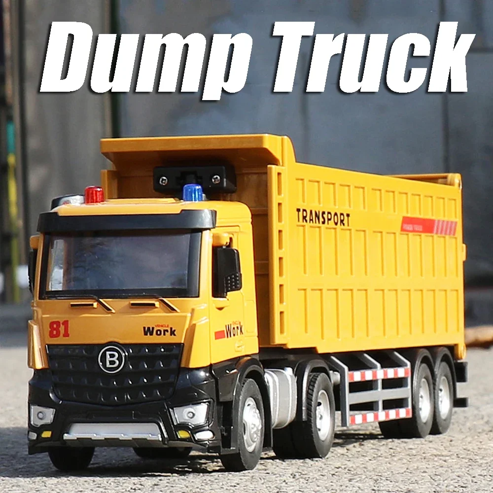 1:24 Dump Truck Speelgoedmodellen Metalen Diecast Container Truck Tanker Techniek Voertuigen Deuren Geopend Geluid Licht voor Jongens Geschenken