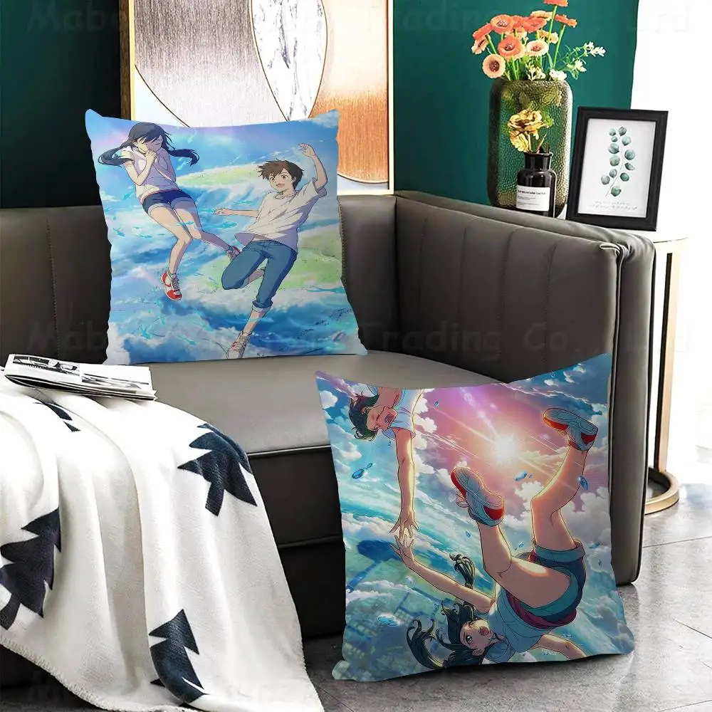 Anime Weathering With You Decorative Room Aesthetics Pillow Case Home Decor Bedroom Sofa Bed Couch Pillow Cover 45x45