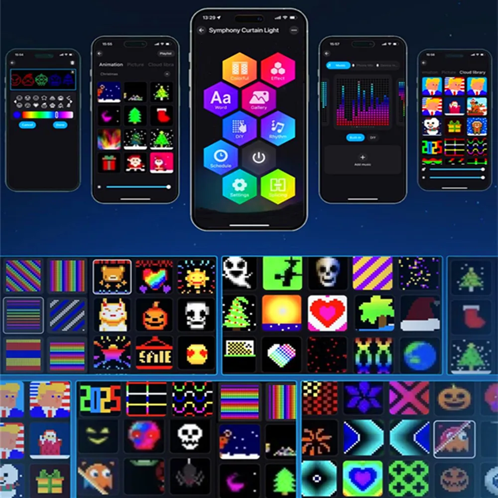 1/2 قطعة 400LED أضواء الستار LED الذكية سلسلة ضوء App التحكم مزامنة الموسيقى لتقوم بها بنفسك نمط مقاوم للماء للداخلية في الهواء الطلق ديكور الحفلات