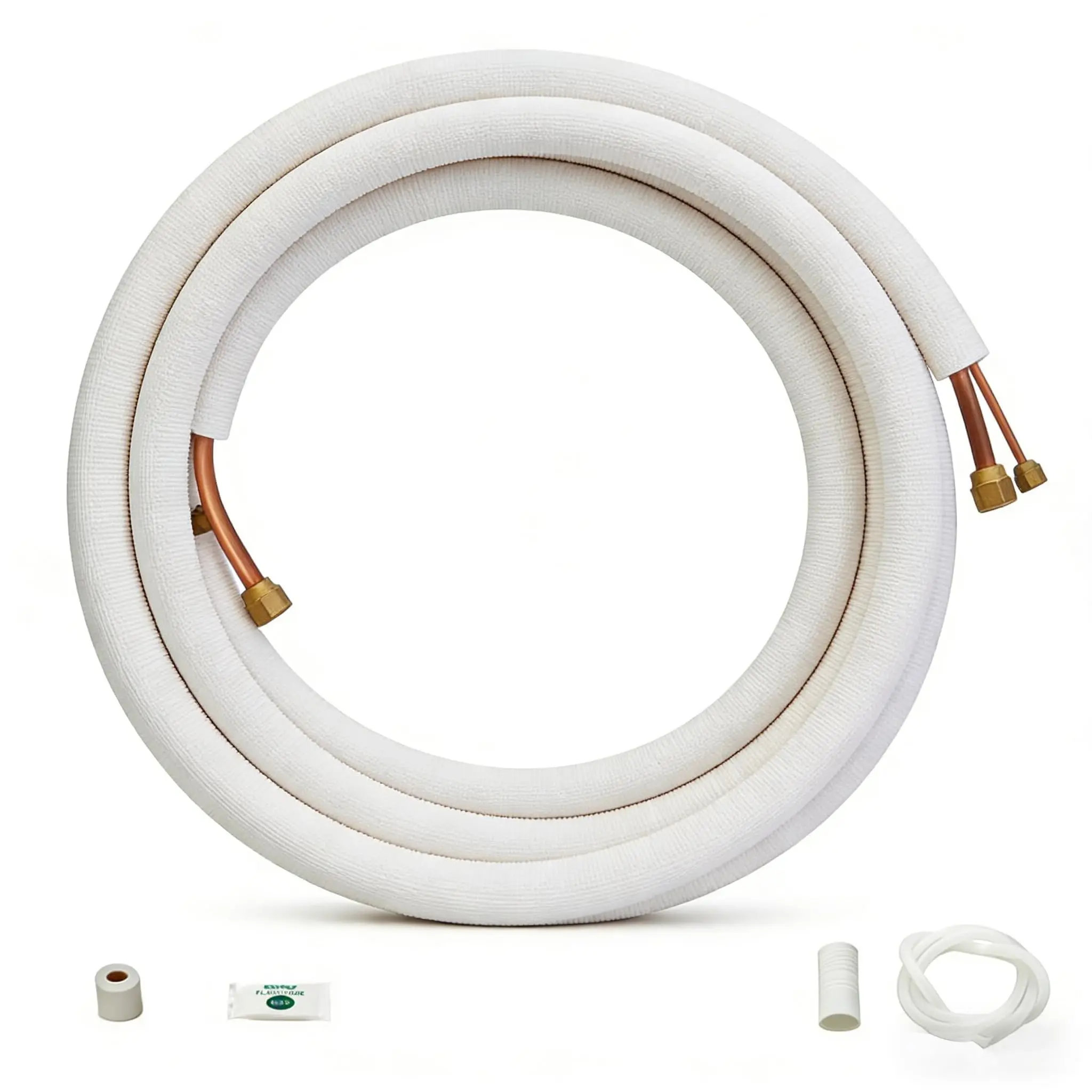 16FT Mini Split Line Set, 1/4" & 1/2" O.D Copper Tubing, Triple-Layer Insulation & Full Accessories, Fit for Air Conditioner, Heat Pump, HVAC Systems