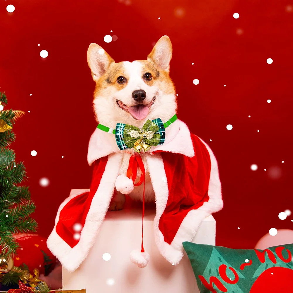 50/100pcs Bell Dog Bowtie Dog Christmas Bow Tie Collar  For Dogs Bows  Christmas Dog Grooming Accessories Pet Supplies For Dogs