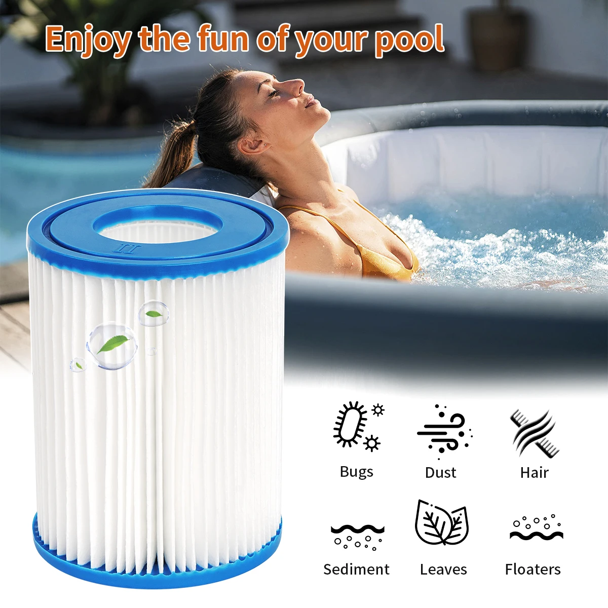 Water Filter for 58094 Water Filter Cartridge for Type 530/800 Gal Filter Pump Hepa Filter for Intex A B, 10.6x13.6cm