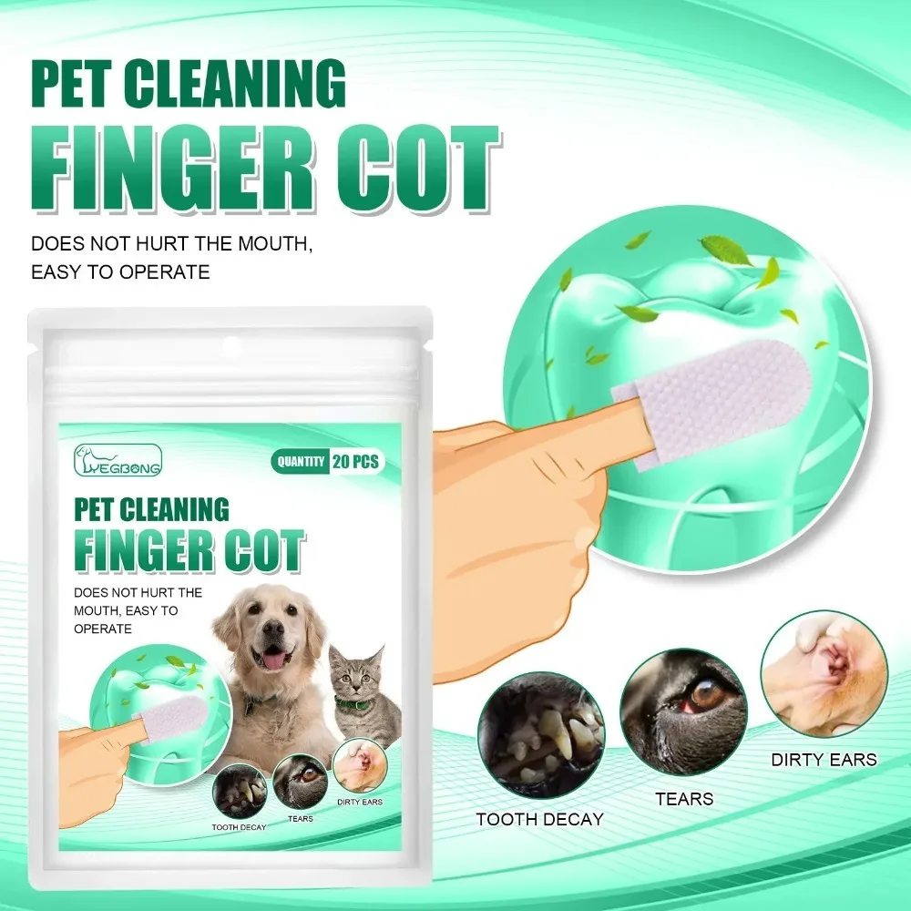 

Disposable Pet Finger Cot Wet Wipes Teeth Cleaning Tartar Remover for Cats Dogs Oral Ear Care
