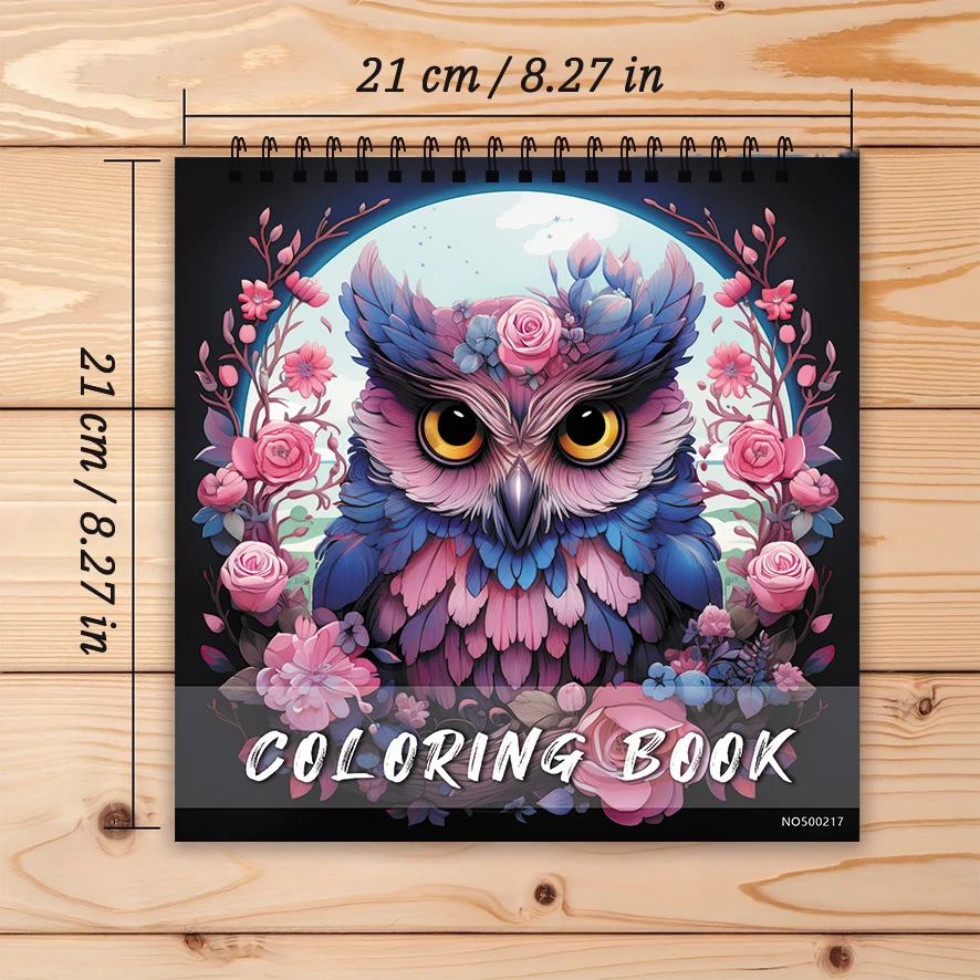 Adult Coloring Book Owl Designs 22 Sheets 8.27x8.27 Inch Perfect Gift for Relaxation Therapy