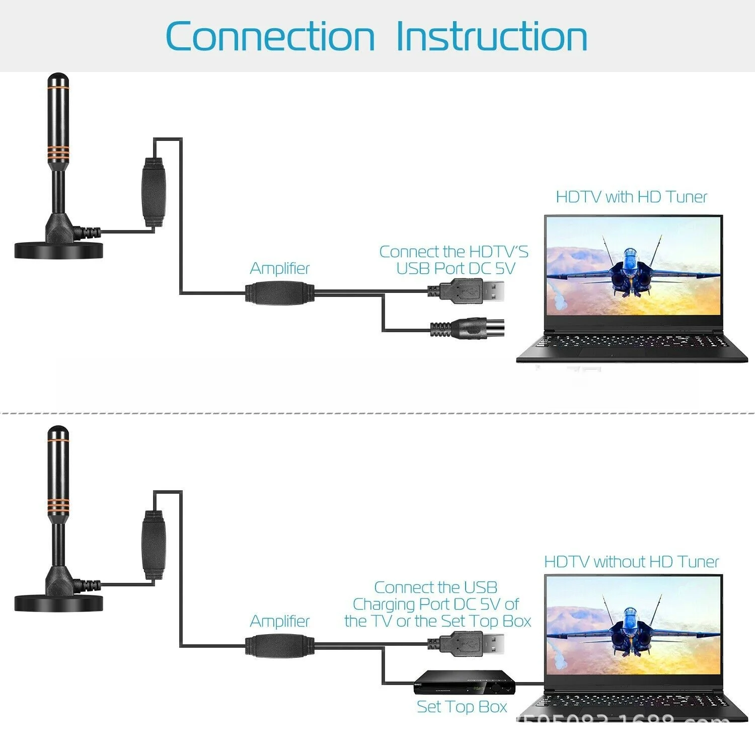 High Gain Digital TV Antenna Indoor DTMB Household Suction Cup DVB-T HDTV TV Antenna