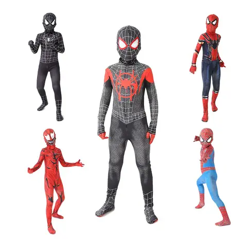 12 Style Superhero Spiderman Costume Set Iron Miles Venom Amazing Spiderman Party Halloween Christmas Cosplay Bodysuit