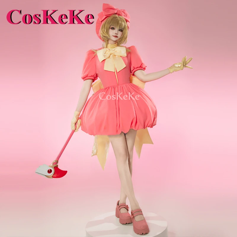 CosKeKe Kinomoto Sakura Cosplay Anime Cardcaptor Sakura Costume Magic Card Sweet Bud Skirt Halloween Party Role Play Clothing