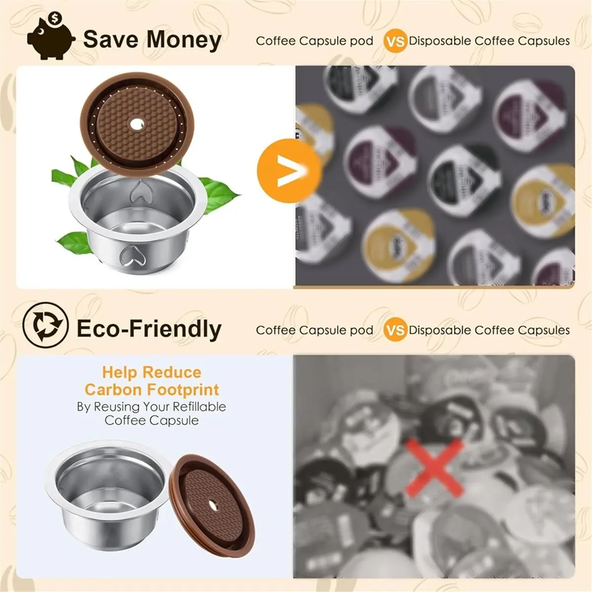 【MUST-HAVE LIST】 Reusable Coffee Pods for Vertuo , Next & Plus Refillable Capsule with Silicone Lid, 230ml Mug Size