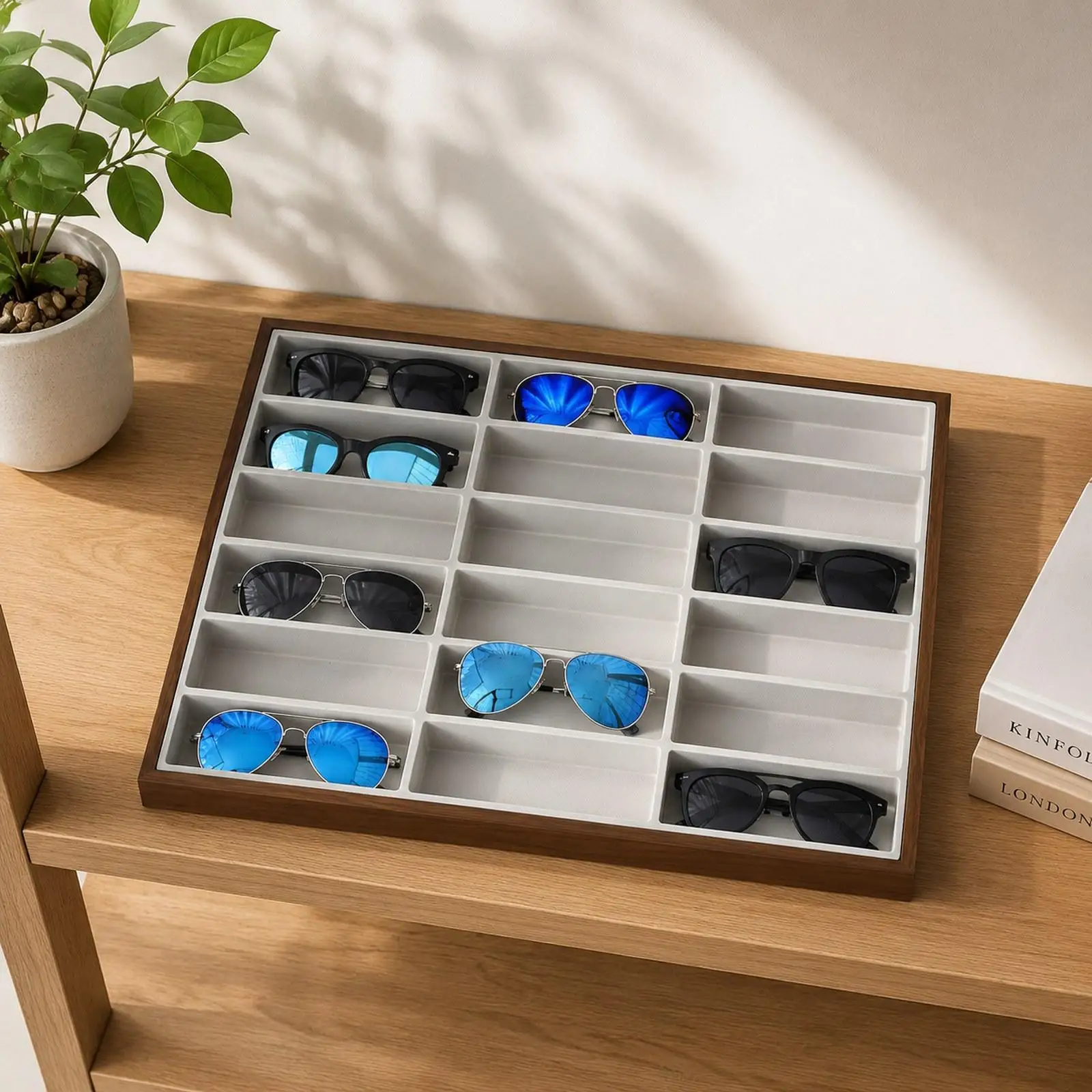 Glasses Display Tray Eyeglasses Storage Case for Apartment Dresser Tabletop