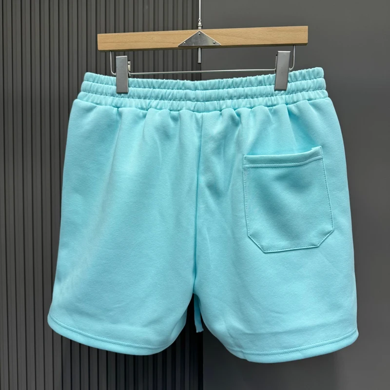 Bead Cross Sanskrit Patch Embroidery Loose Shorts Men Women Black Blue Drawstring Sports Baggy Shortpants