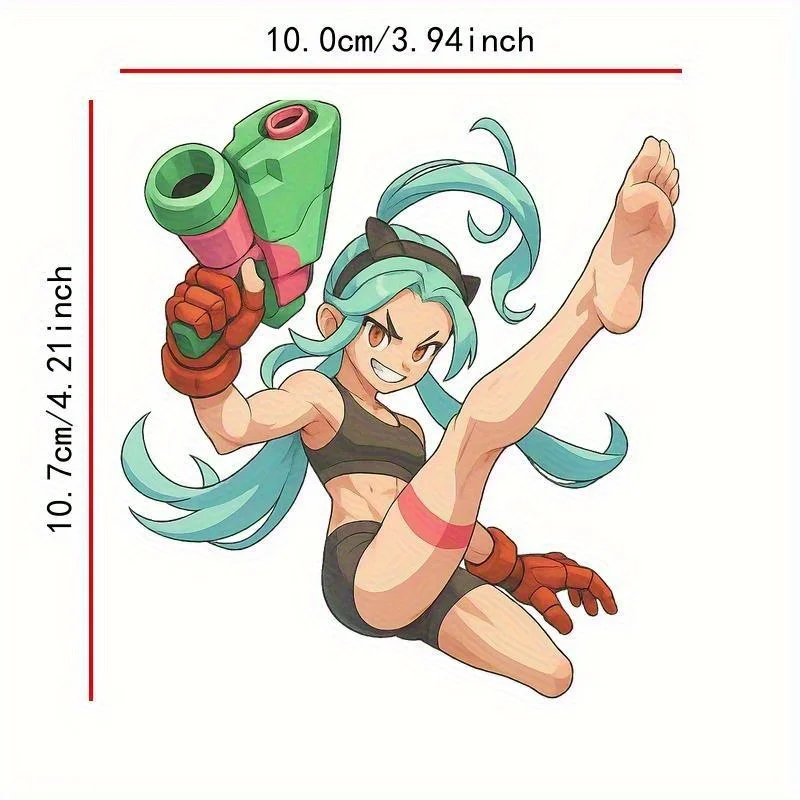 1PC Dynamic Anime Girl 2D Flat Sticker for Laptop, Water Bottle, Phone Case, Notebook - Cool Decor for Anime & Car Fans