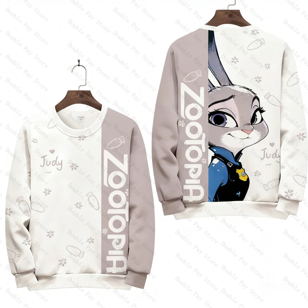 سويت شيرت رجالي Zootopia Judy Nick أنيمي البضائع برقبة دائرية وأكمام طويلة بلوزات بمقاسات كبيرة للخريف والشتاء #4