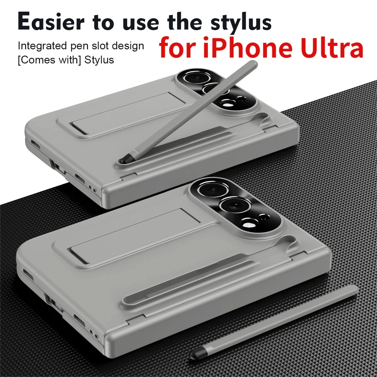 For iPhone Duo Fold Bracket Phone Case with S Pen Hinge Protection Shockproof Full Cover Glass Screen Protector for iPhone Ultra