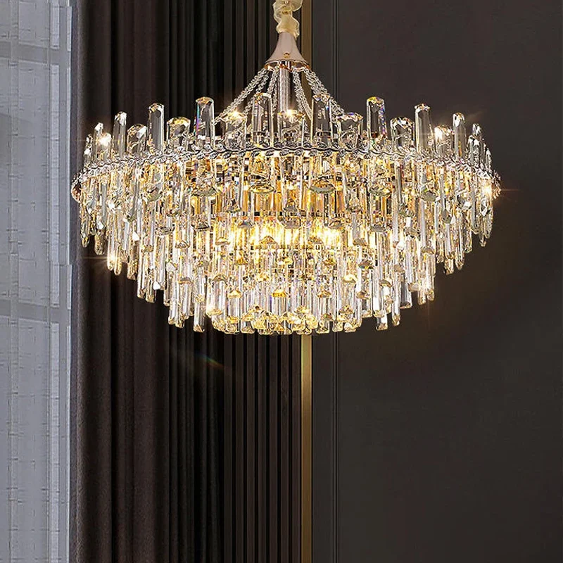 Imagem -04 - Luxo Suspenso Crystal Chandelier Home Light Sala de Estar Quarto Jantar Villa Novo 2024