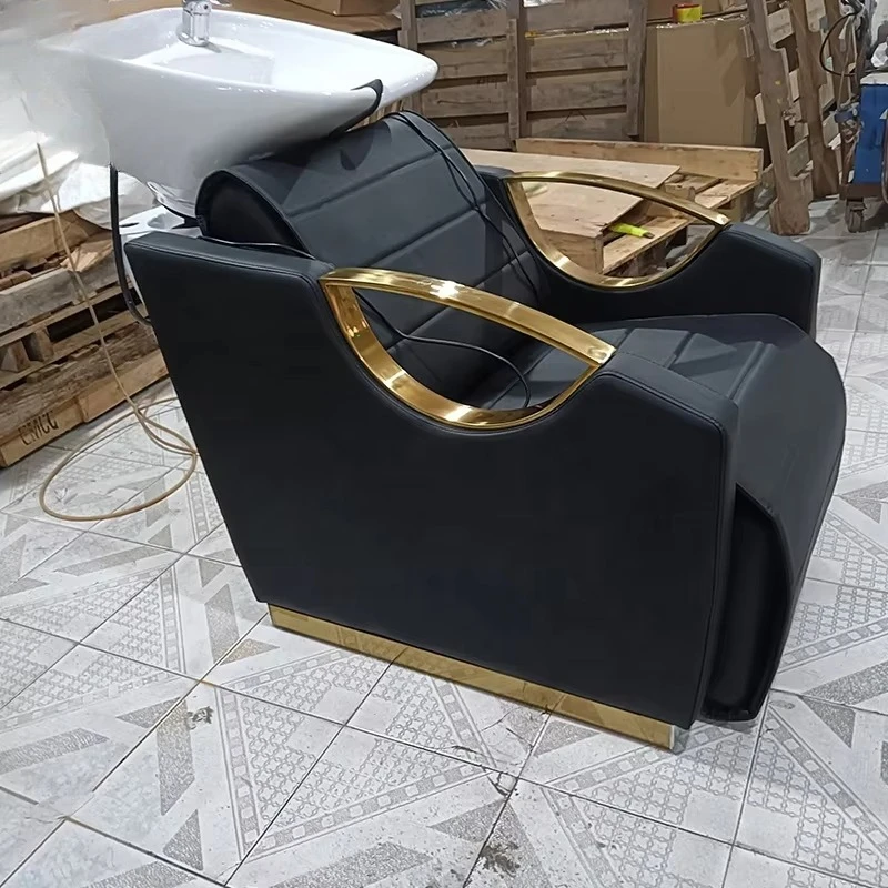 Black PU Leather Shampoo Chair Hair Salon Salon Bowl Shampoo Chairs Salon Furniture