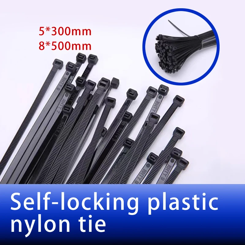 

Self-locking Plastic Cable Zip tie Black 5x400mm cable tie fastening ring 8*500mm Nylon tie zip wraps strap cable tie 8*300mm