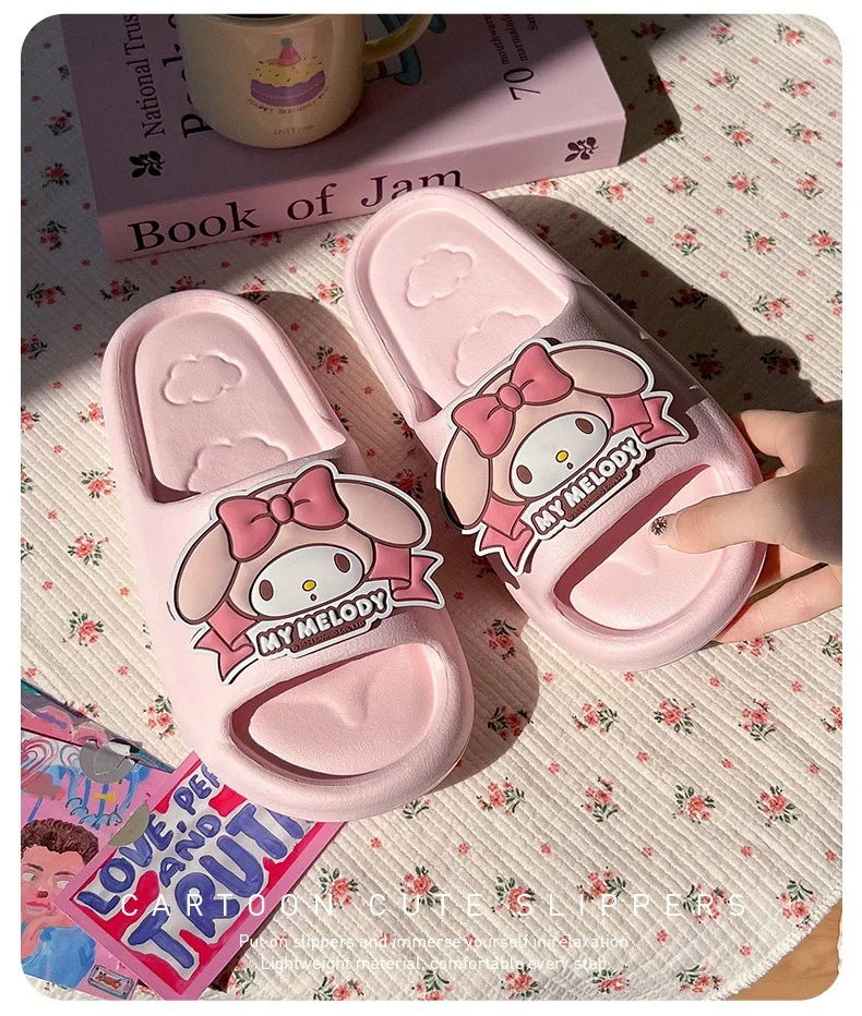 Sanrio Kuromi Cartoon Damen-Wolkenpantoffeln, Atmungsaktive Rutschfeste Innen-/Außenpantoffeln mit Niedlichem Kawaii-Design – Detail 7