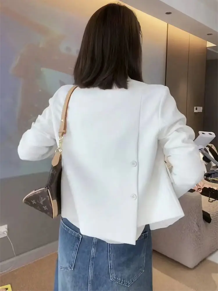 Blazers Women Spring Solid Irregular Fashion Notched Office Lady Elegant Casual Korean Style Casual Outwear High Street Clothing