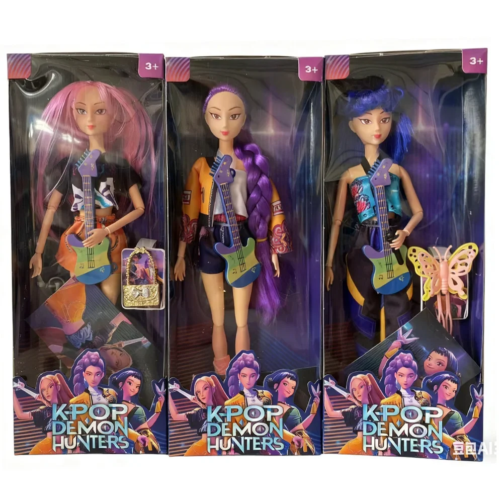 

Готовые охотники на демонов — Руми и Зии с микрофоном и гитарой, шарнирные сценические фигурки, ограниченное количество 2026 года, рождественское издание