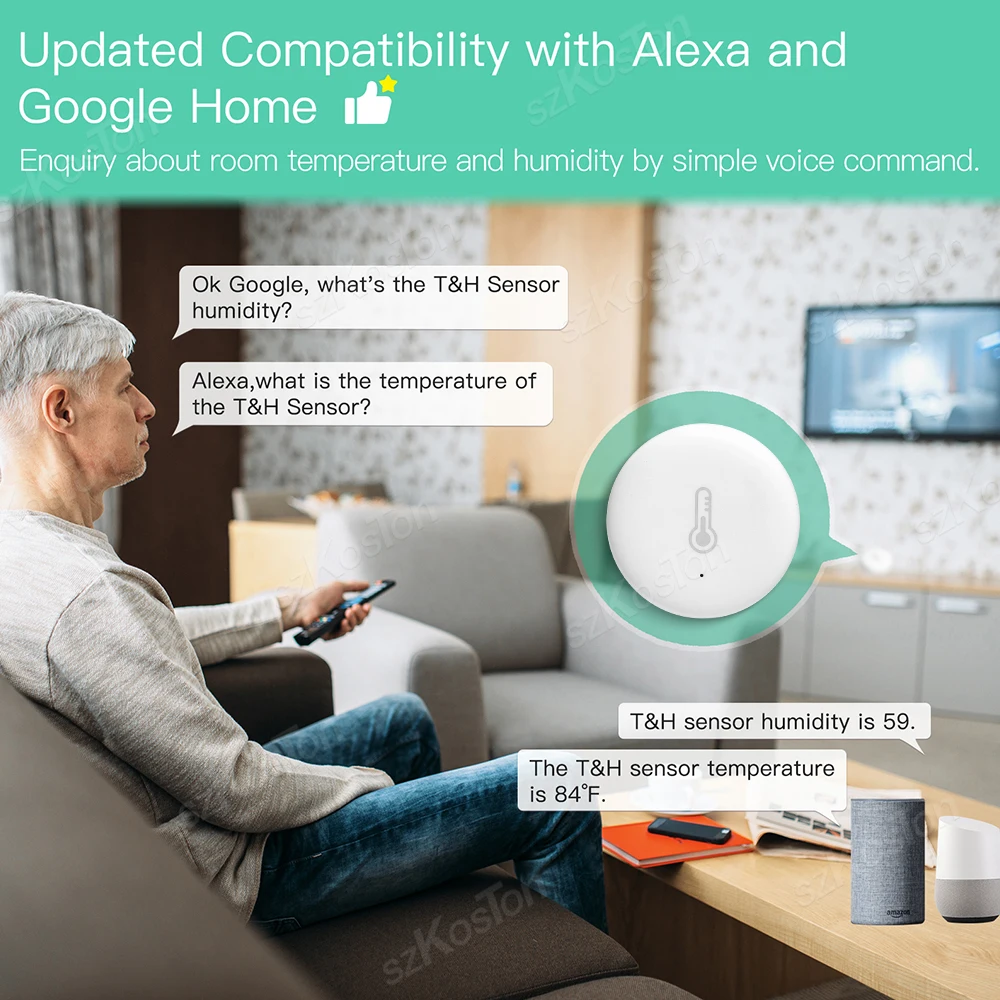 ZigBee Temperature and Humidity Sensor for Tuya SmartLife APP Remote Control Real Time Monitor Work with Alexa Google Smart Home