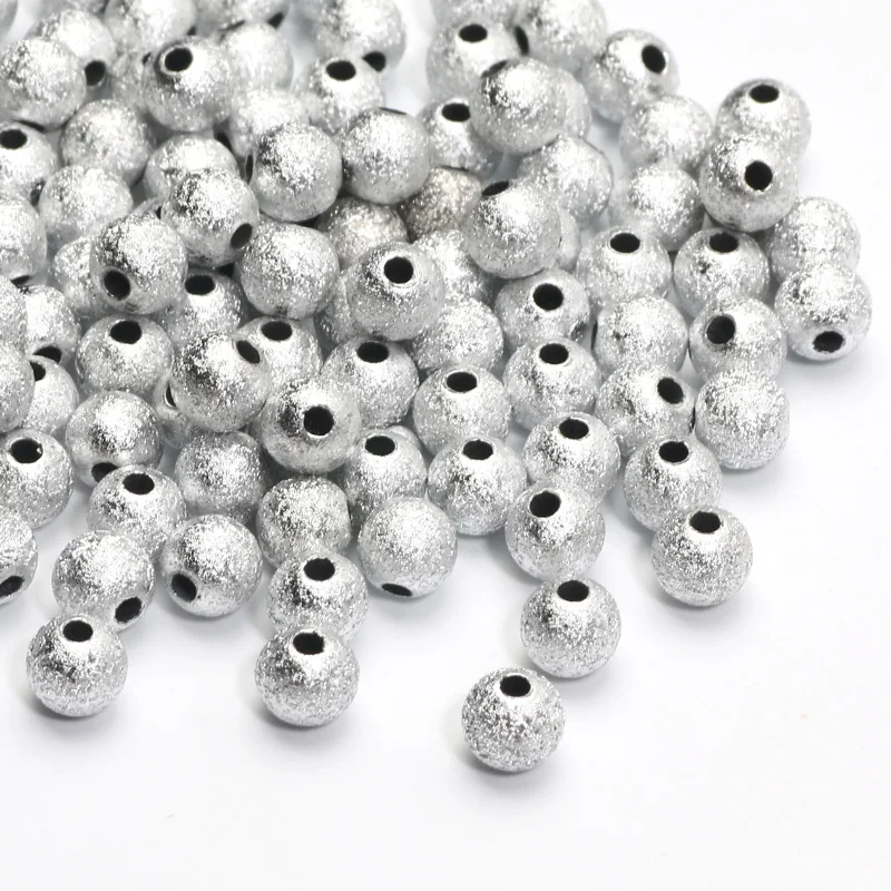 4/6/8/10mm Silver Color Stardust Acrylic Round Balls Spacer Beads Charms Acrylic Beads For Jewelry Making DIY Crafts Accessories