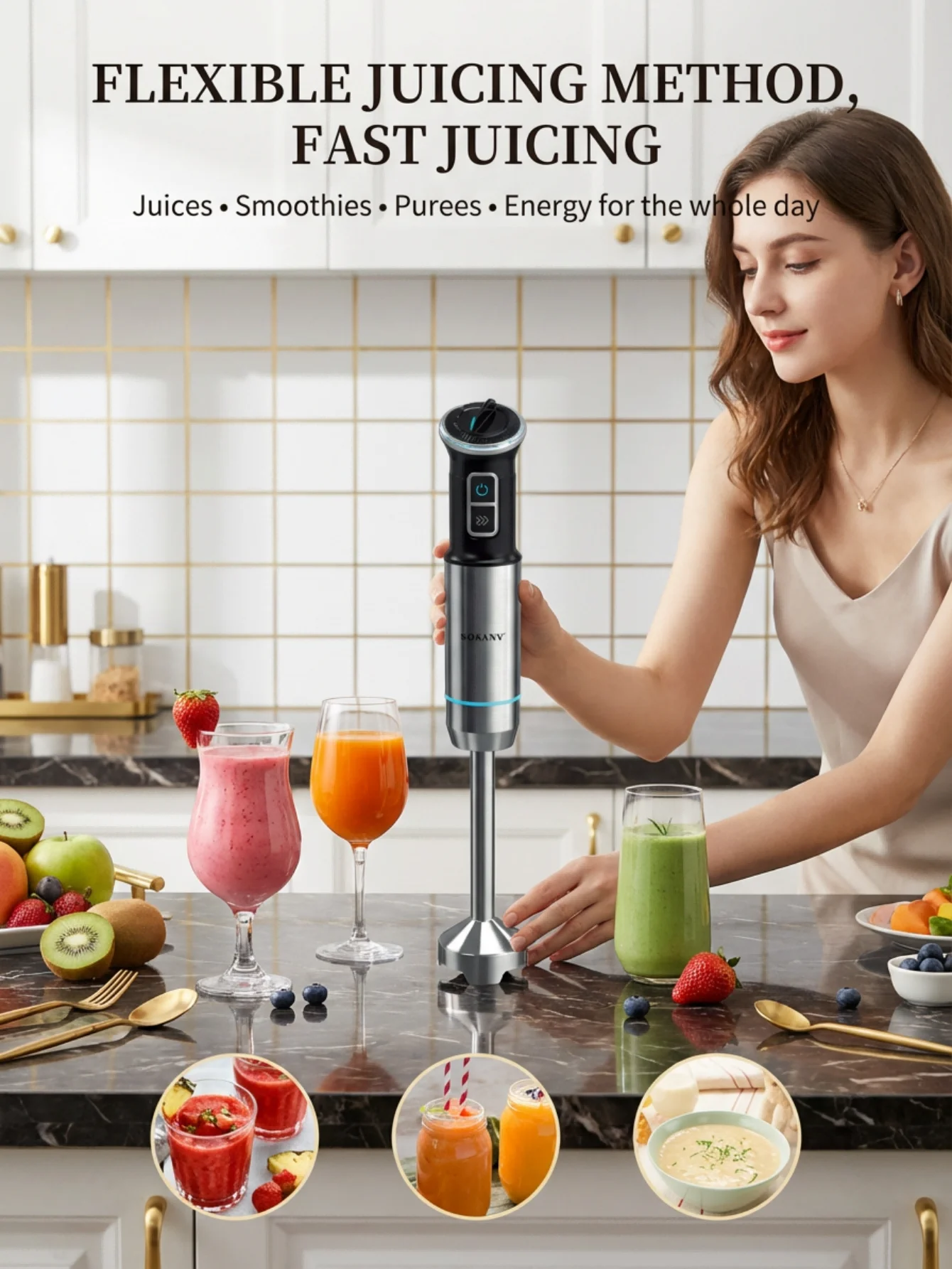 Baby Food Hand Blender - SOKANY SK‑02009 Blender ręczny 1100W ze