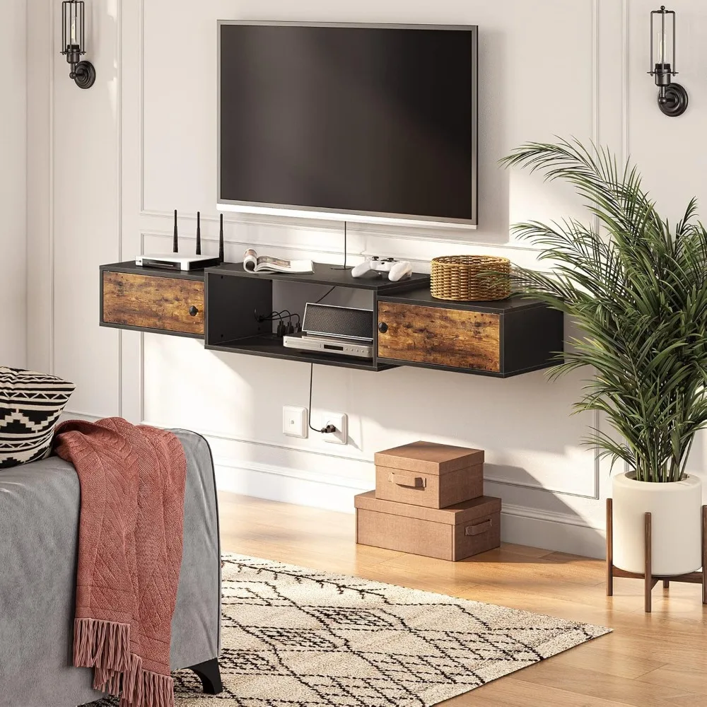 HOOBRO Floating TV Stand with Power Outlet 55