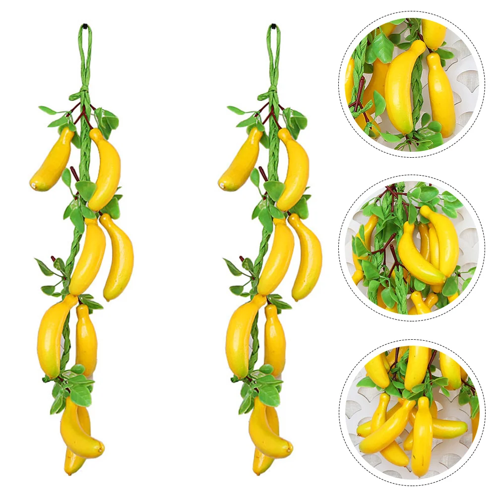 

2 Pcs Simulated Banana Hanging Skewers Adorned Fruit Decorations Ornament Decoraciones Home Prop Pu