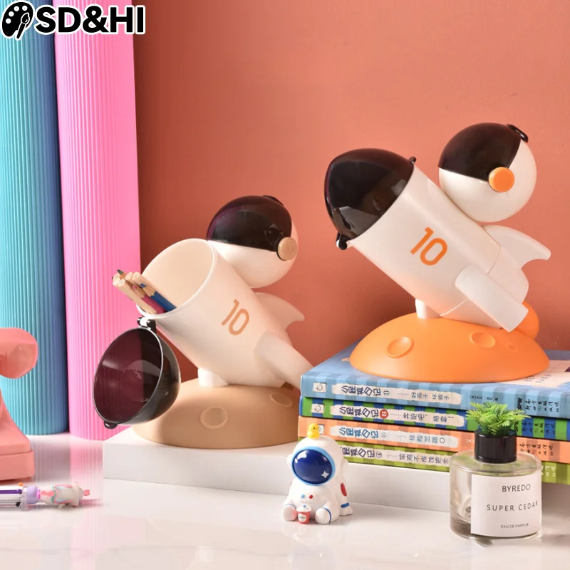 

Креативный настольный ящик для хранения ракеты, милый детский держатель для карандашей большой емкости для мальчиков и девочек, офисный высококачественный декоративный