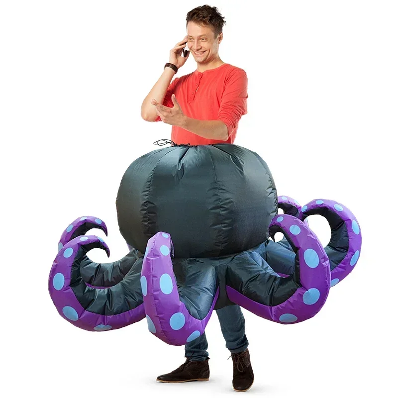 Traje inflable de pulpo para hombre y mujer, accesorios de actuación, traje de soplado de aire de tiburón, mascota de Halloween, ropa de fiesta de escenario