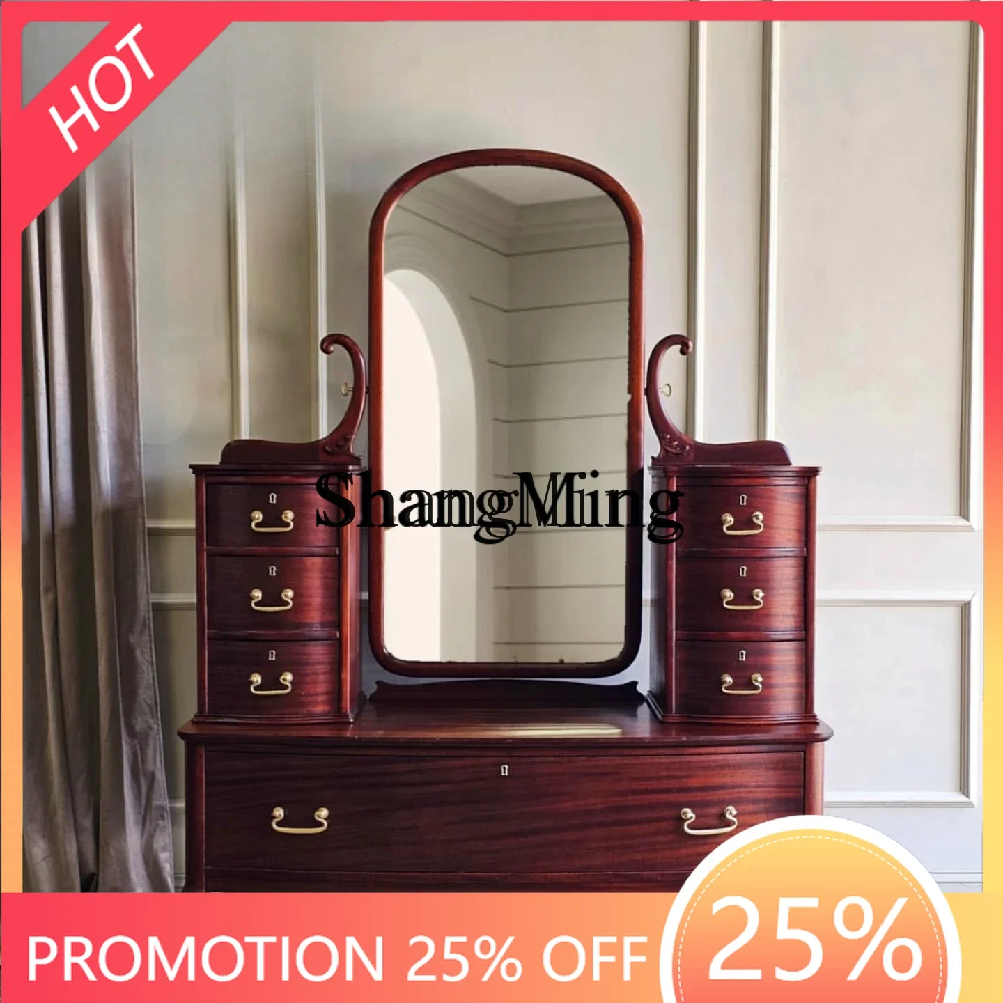 

CL retro solid wood engraving dresser bedroom home with mirror chest integrated high-end furniture