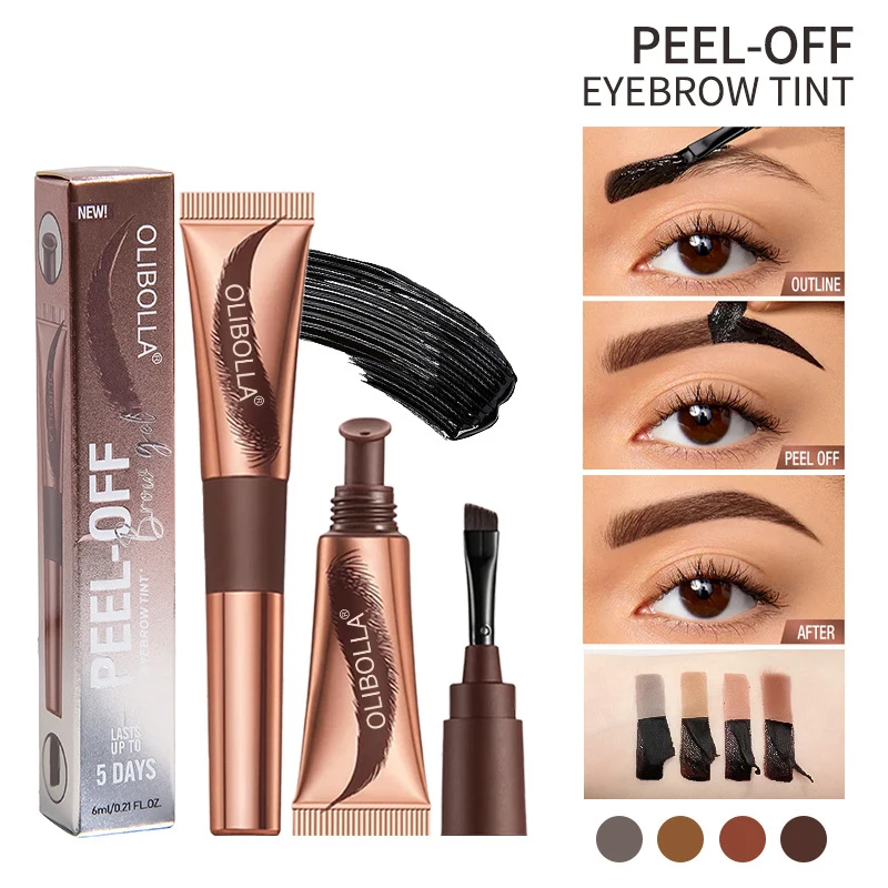 Semi-Permanent Tattoo Peel Off Eyebrow Gel Tint Cosmetics Waterproof Transfer-Proof Eyebrow Cream for Fuller Looking Brows