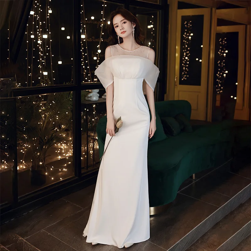 

Spring New French Evening Dress Fairy Banquet Temperament Socialite Fish Tail Skirt Long Waist Cinched Dress Customized