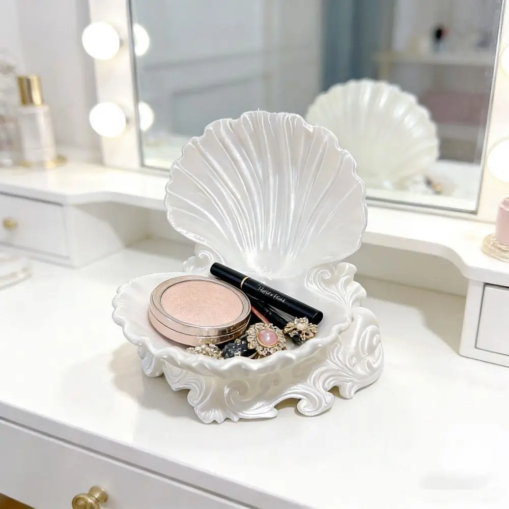 3D Printed Shell Jewelry Tray Pearlescent Three-dimensional Carving Jewelry Holder Ocean Wave Base Ornament
