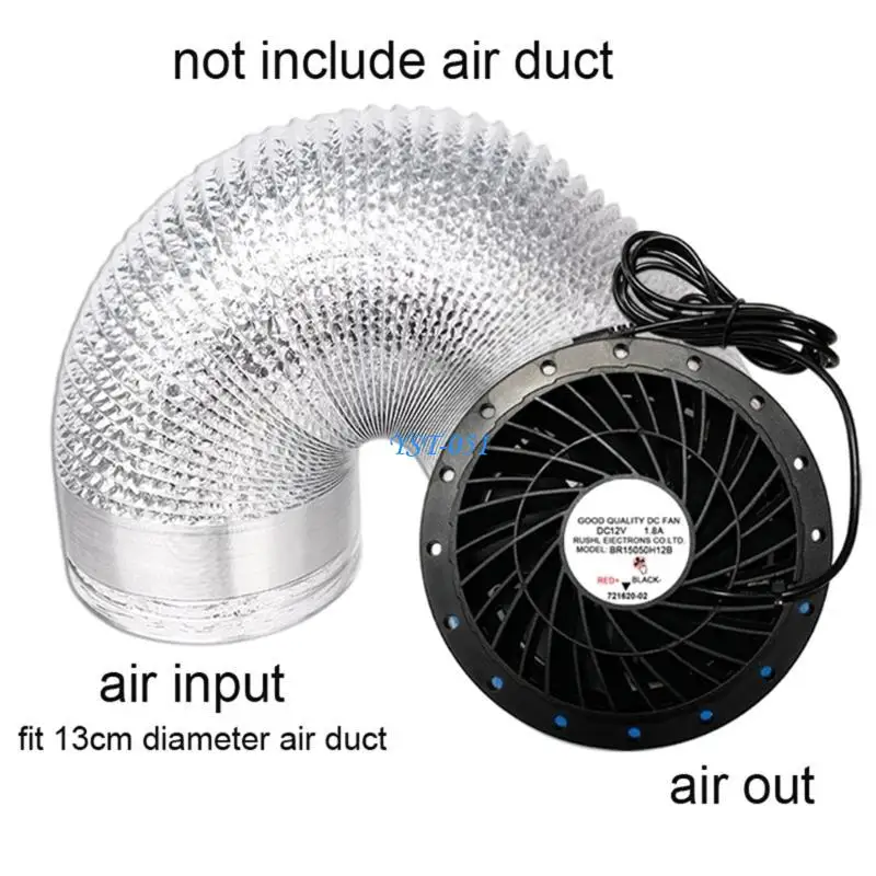E15A Quiet Operation Pipe Ventilation Fan 12V for Indoor Air Quality Improvement, Heating Cooling Mixing Air Circulation