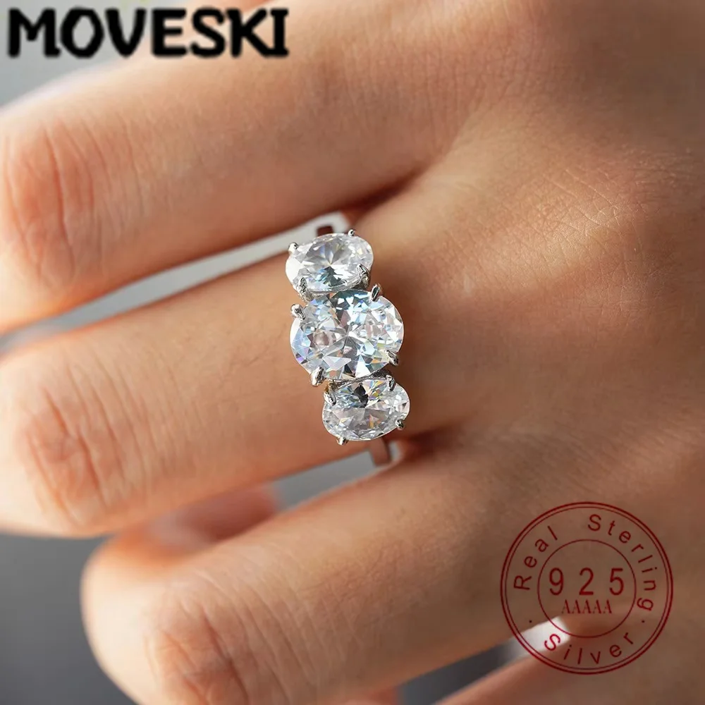

4 Carat Moissanite Engagement Rings for Women s925 Sterling Silver Wedding Rings, Mother Gift Ring