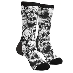 Black And White Skulls Casual Funny Funky Novelty Fashion Socks For Men Women Print