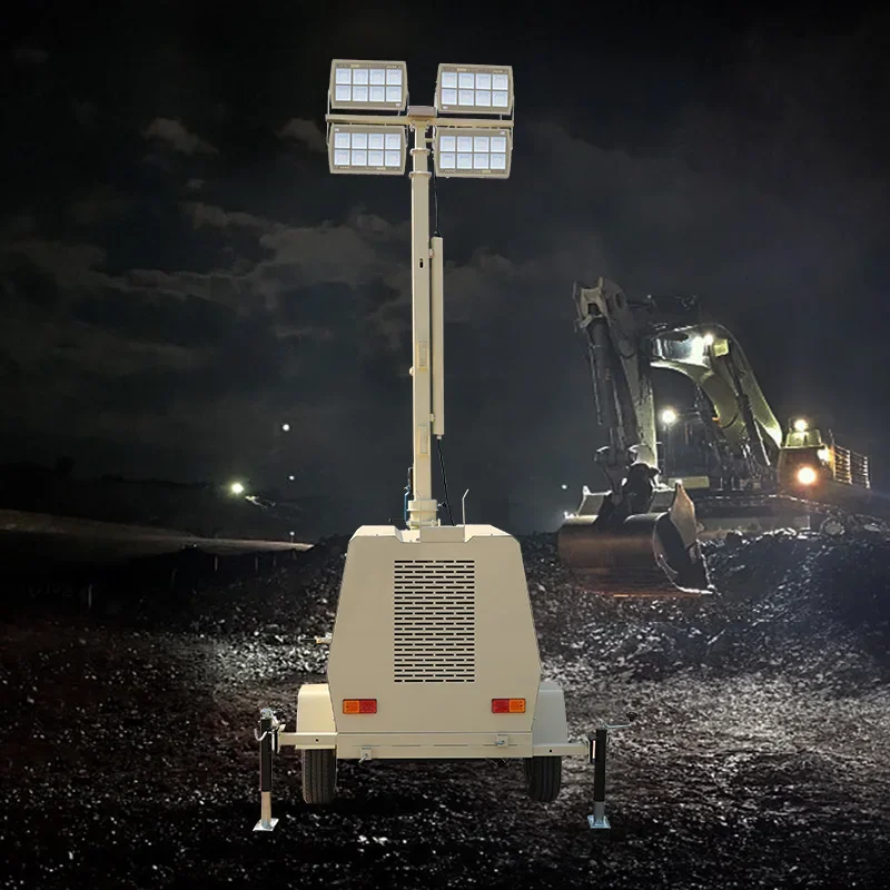 

All-terrain wheels mobile lighting tower mobile led light tower mast diesel outdoor light tower