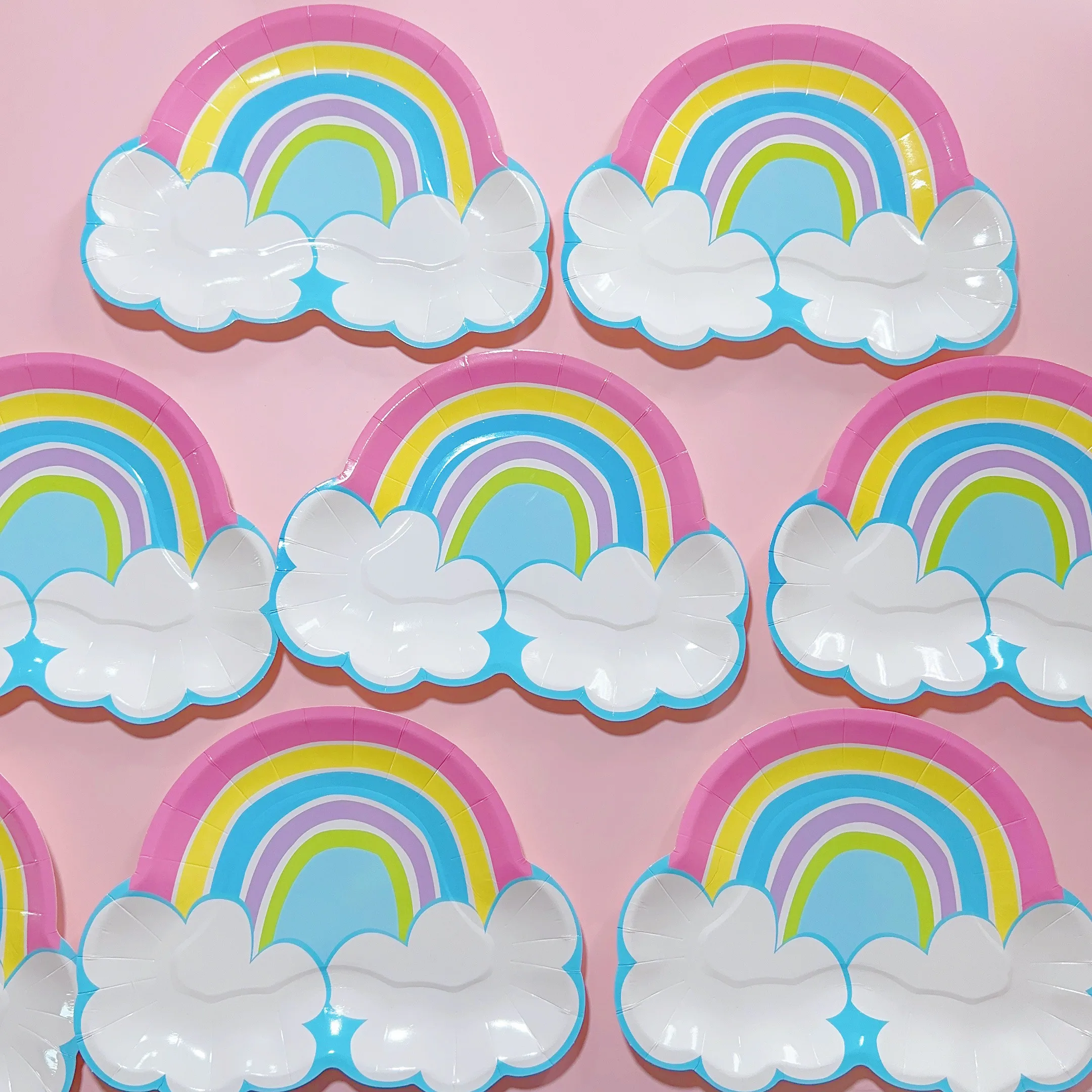 8Guests Rainbow Party Disposable Plate Rainbow Cloudy Birthday Party Happy Unicorn Girl Boy Birthday Party Supplies