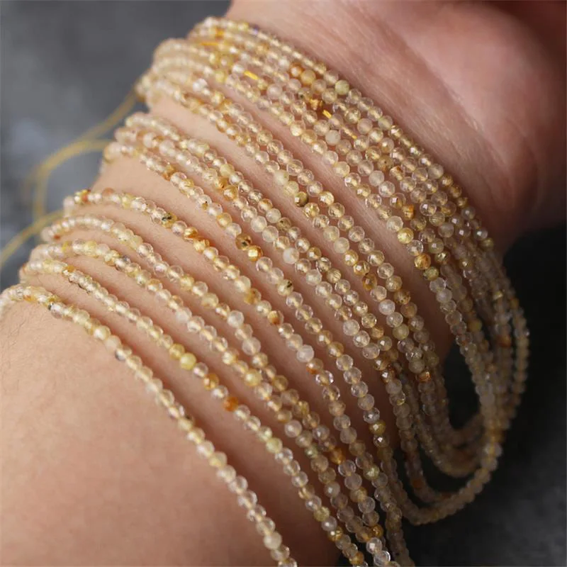 2 mm große Perlen aus natürlichem Stein, Amethyst, Tigerauge, Lapislazuli, eingelegt mit hellen Perlen, zur Schmuckherstellung, DIY-Halskette, Armband, Schmuck
