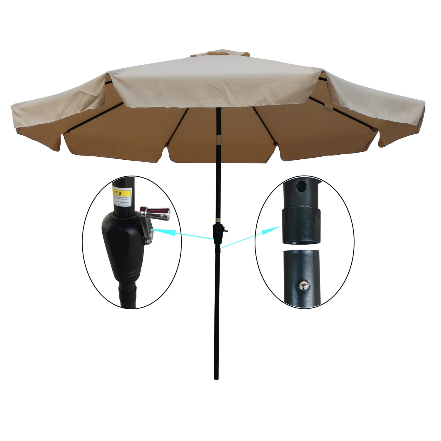 10 ft Patio Umbrella Market Table Round Umbrella Outdoor Garden with Crank and Push Button Tilt for Garden Deck Backyard Pool Sh