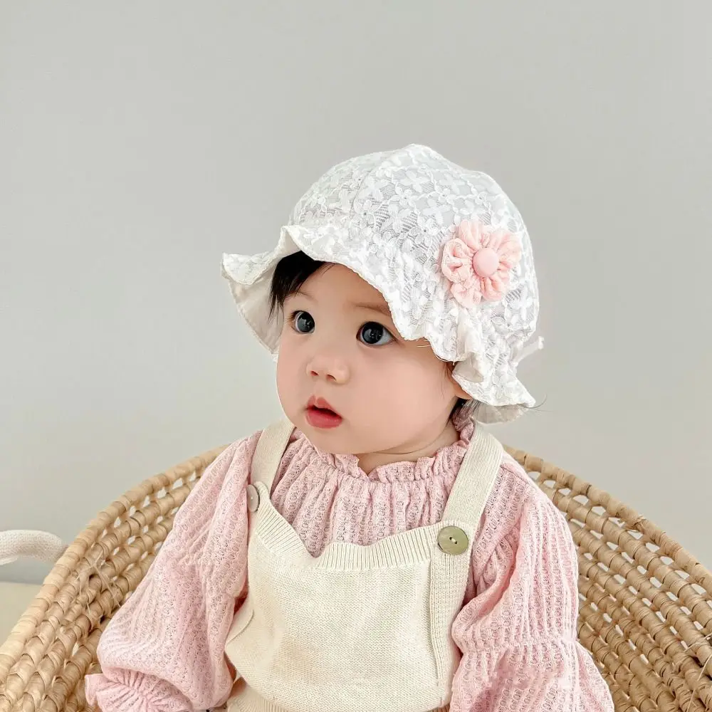 

Lovely Lace Ruffle Newborn Sun Hat Sweet Princess Infant Bucket Hat Sunscreen Cute Baby Fisherman Hat Beach