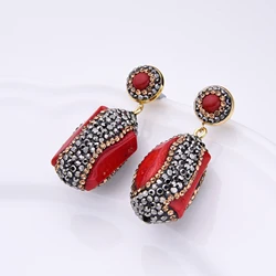 Fashion Statement Earrings 2023 Vintage Geometric Colour Rhinestone Earring For Women Charm Handmade Jewelry Birthday Party Gift
