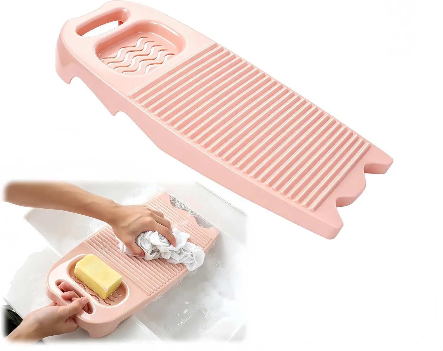 Non-Slip Plastic Washboard Hand Wash Board Portable Laundry Scrubber 15.7x8.1in