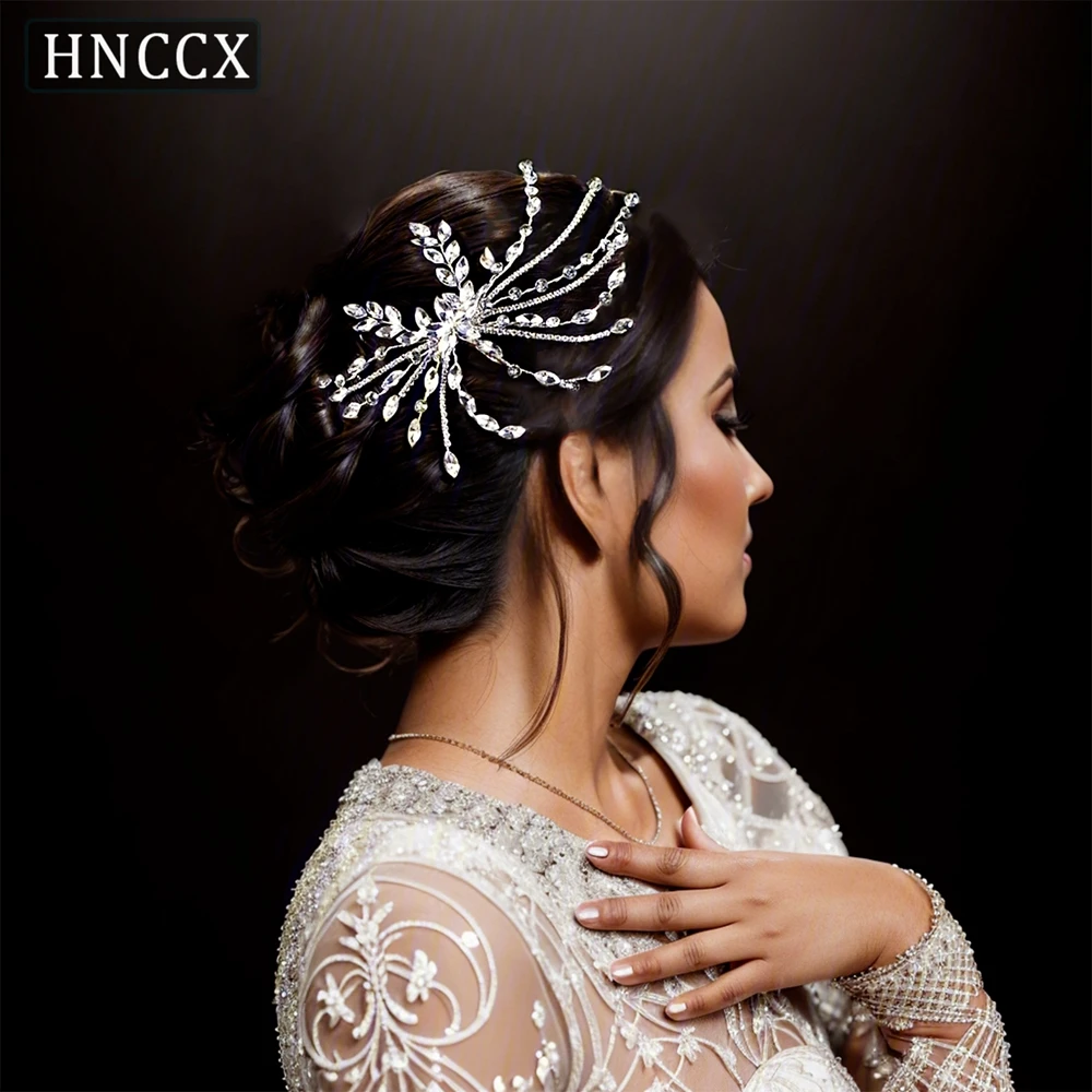 HNCCX  Luxury Silver Color Full Rhinestones Accessories Women Hair  Comb For Bride Headdress Tiaras Wedding Hair  CP557